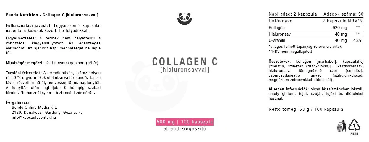 Panda Nutrition - Collagen C cimke