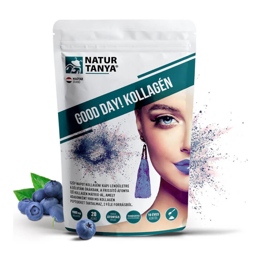 GOOD DAY! Kollagén por frissítő áfonya ízben - hal és marha kollagén peptidek - 320g - Natur Tanya