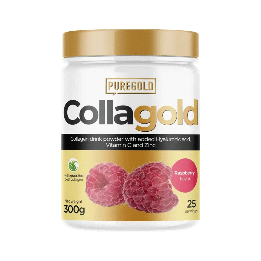 CollaGold Marha és Hal kollagén italpor hialuronsavval - Raspberry - 300g - PureGold