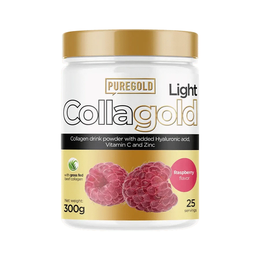 CollaGold Marha és Hal kollagén italpor hialuronsavval - Light Raspberry - 300g - PureGold