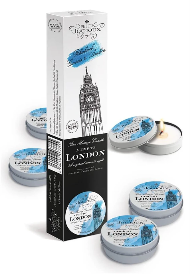 Petits Joujoux London - masszázsgyertya szett - rebarbara-ámbra (5 x 43ml)