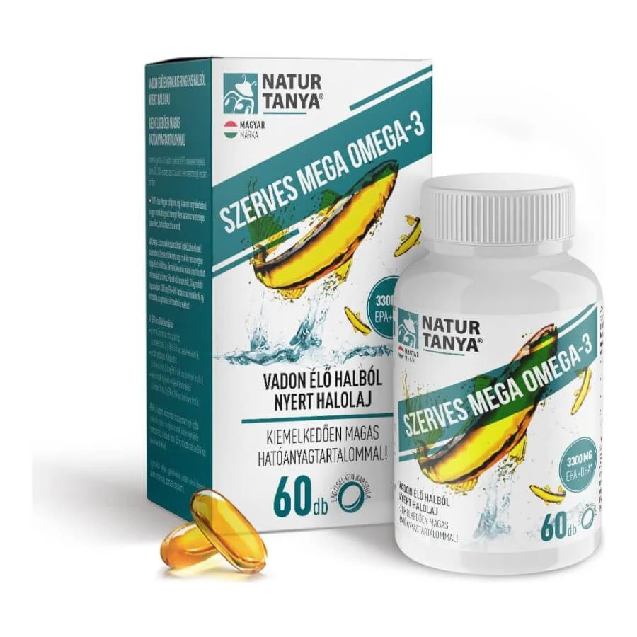 Mega Omega-3 - vadvízi halolaj, extra EPA és DHA tartalo - 60 lágyzselatin - Natur Tanya