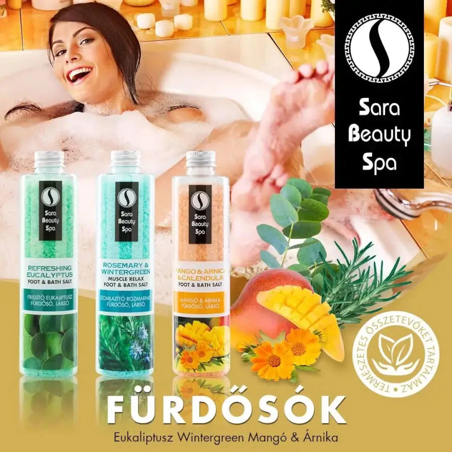 Frissító fürdősó és lábáztató só - Eukaliptusz - 1320g - Sara Beauty Spa