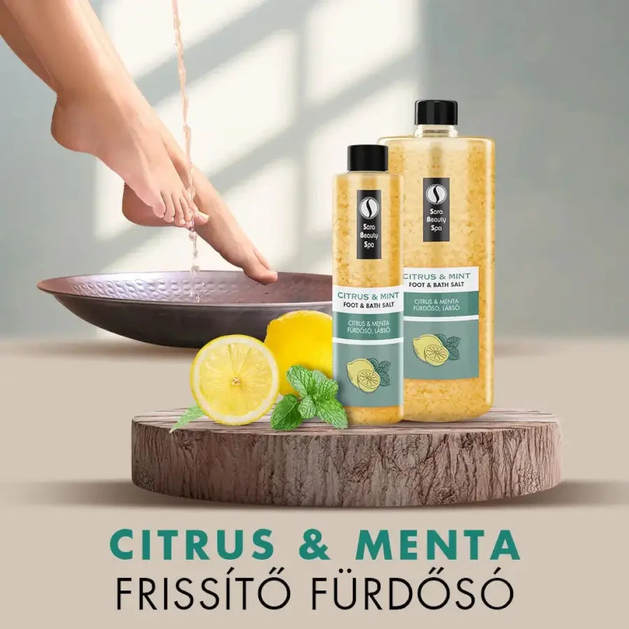 Frissítő Fürdősó és Lábáztató Só - Citrus és Menta - 1320g - Sara Beauty Spa