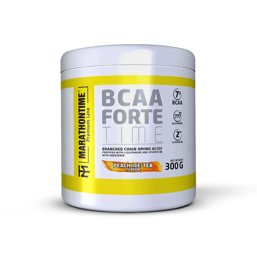 BCAA Forte Time Glutaminnal és B6-Vitaminnal - 300 g - barackos jeges-tea - Marathontime