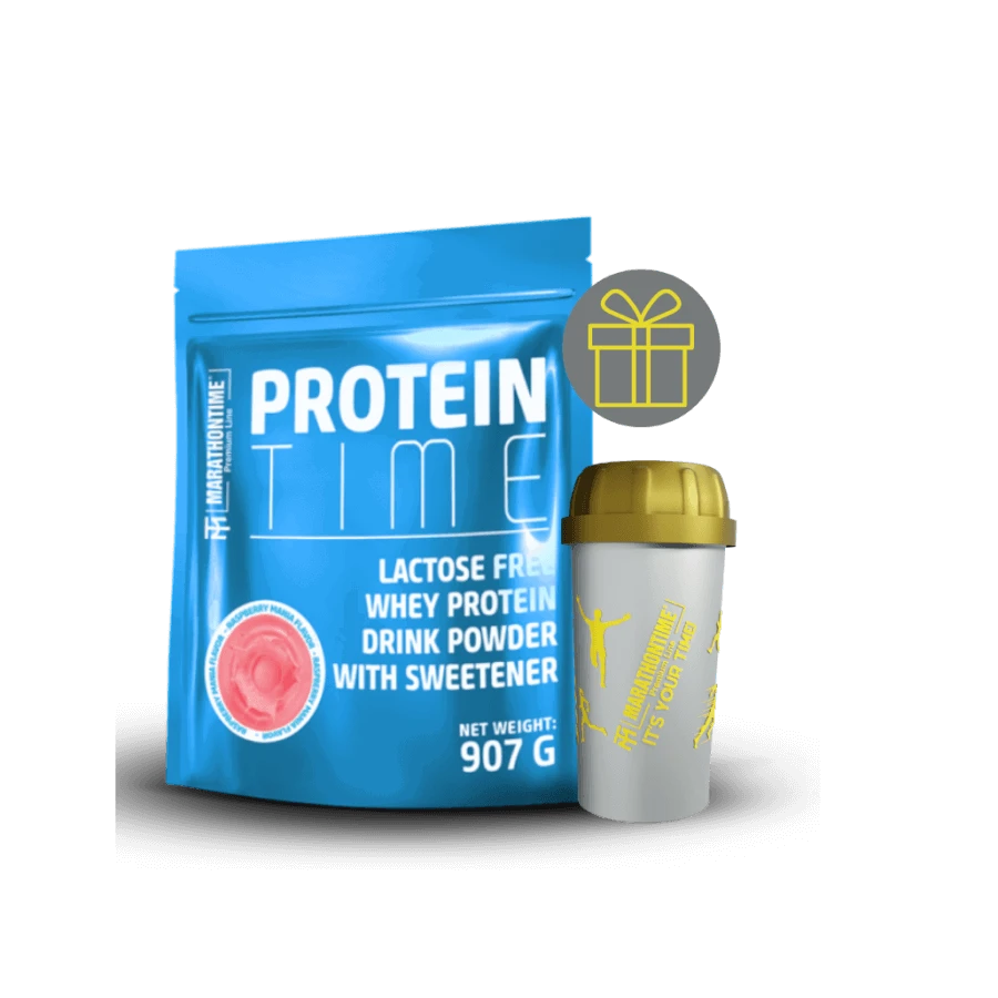 Protein Time Laktázenzimmel Dúsított fehérje málna mánia íz 907 g - Marathontime