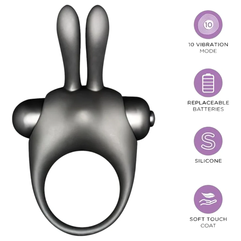 Orgie Orgasmic Bunny - vibrációs péniszgyűrű szett (fekete)