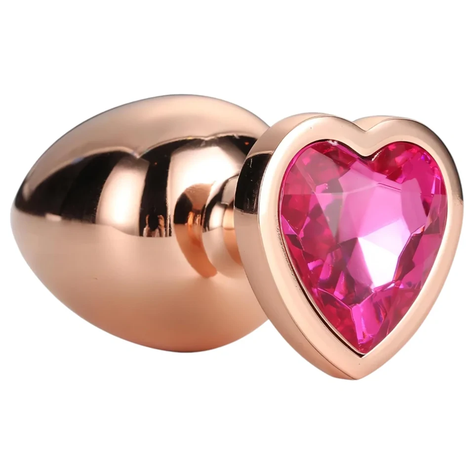 Gleaming Love - alumínium plug szív alakú kővel - M (rózsaarany)