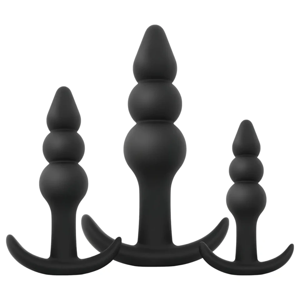 EasyToys - gömbös anál plug szett - 3 részes (fekete)
