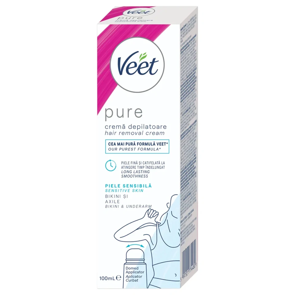 Veet Pure - szőrtelenítő krém bikinivonalra és hónaljra - érzékeny bőrre