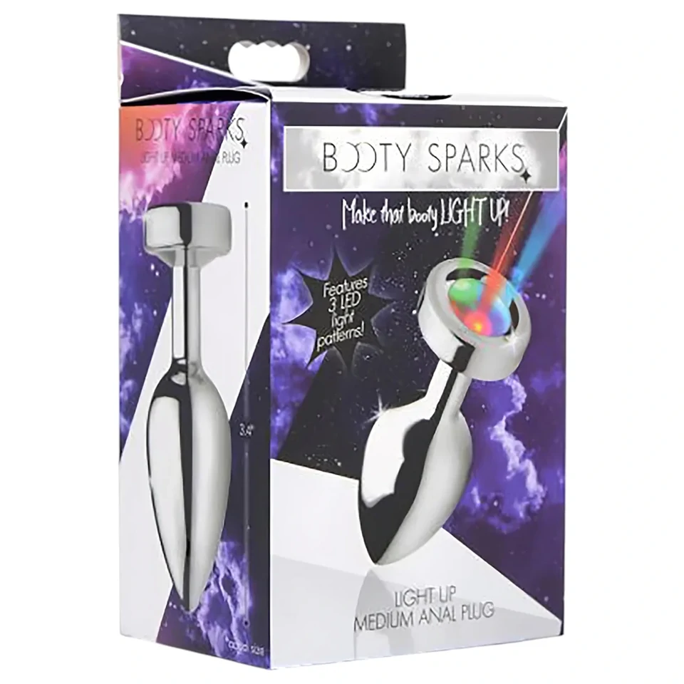 Booty Sparks - világító butt plug - közepes (ezüst)