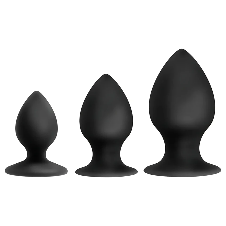 Anal Adventures Platinum Stout - anál plug szett - 3 db (fekete)