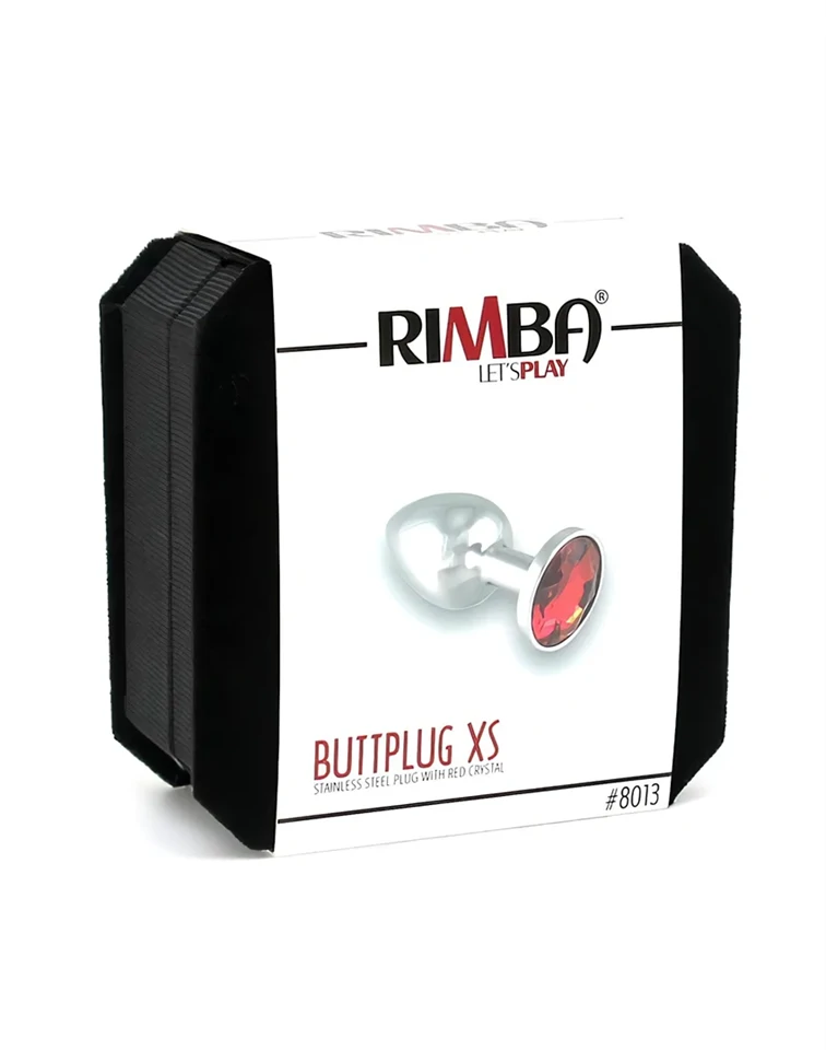 Rimba XS - piros köves, fém butt plug (ezüst)