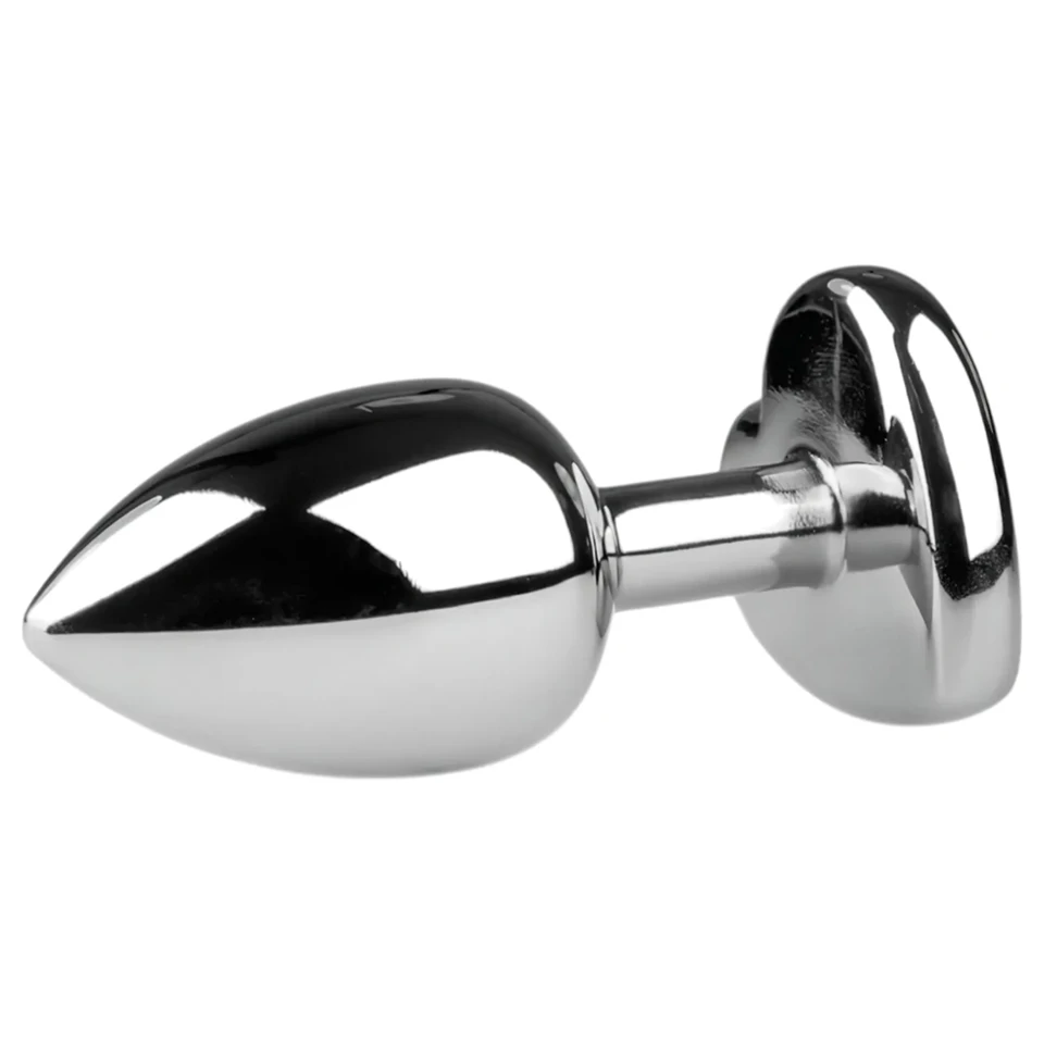 EasyToys Metal No.2 - anál plug szíves kővel (ezüst-fehér)