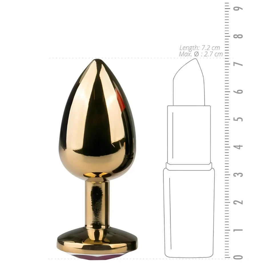 EasyToys Metal No.1 - lila köves kúp anál plug (arany, 2,5 cm)