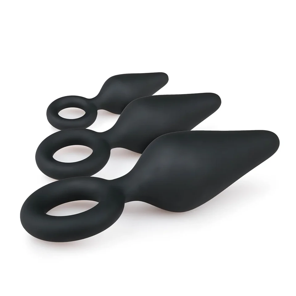 EasyToys - gyűrűs anál plug szett - 3 db (fekete)