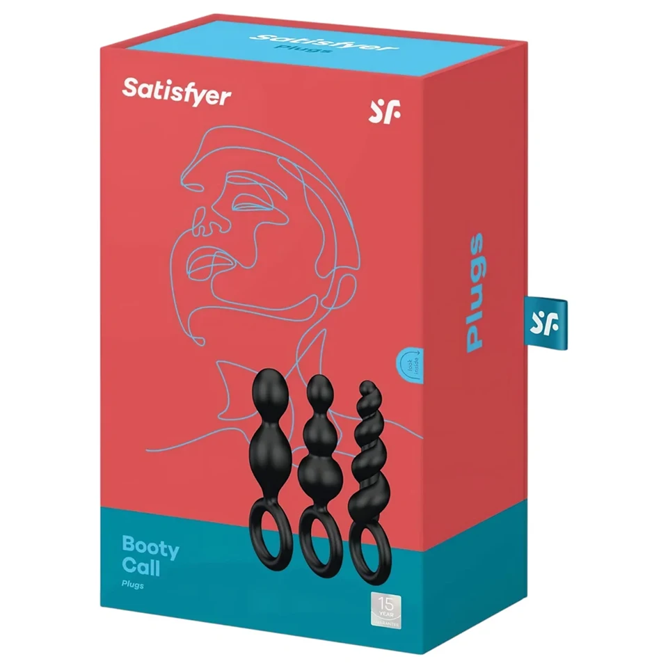 Satisfyer Booty Call - anál plug szett (fekete, 3 részes)