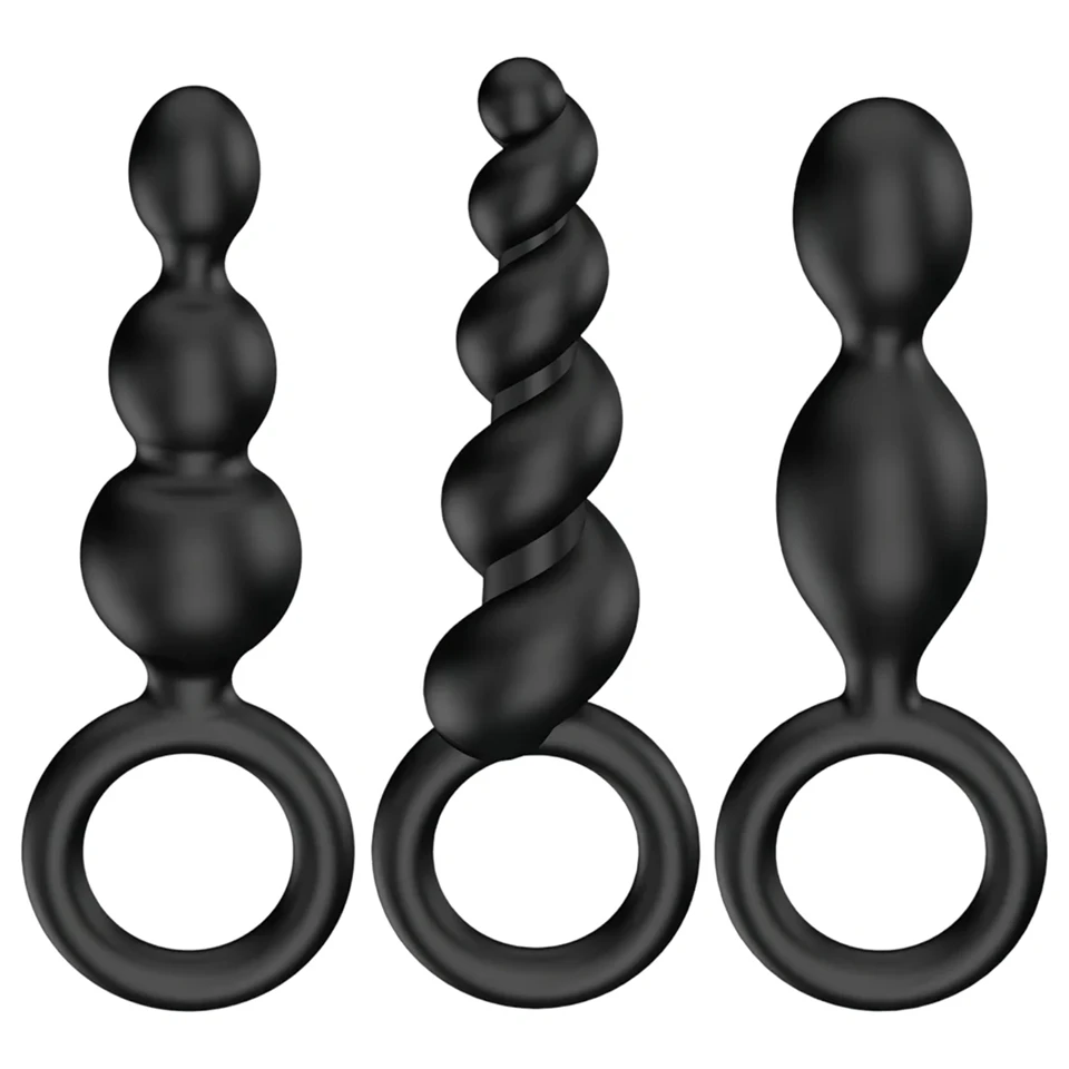 Satisfyer Booty Call - anál plug szett (fekete, 3 részes)