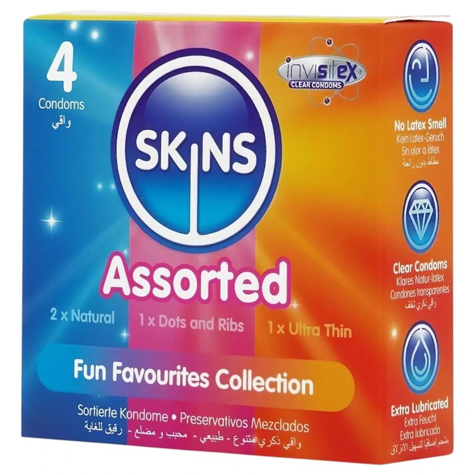Skins - vegyes óvszer - pontozott, natural, extra vékony (4 db)