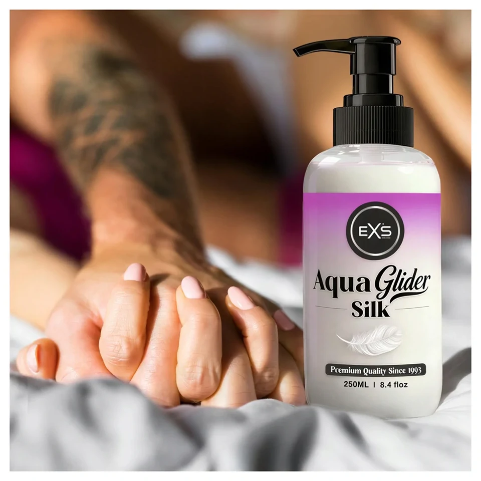 EXS AquaGlider Silk - selymes vízbázisú síkosító pumpás flakonban