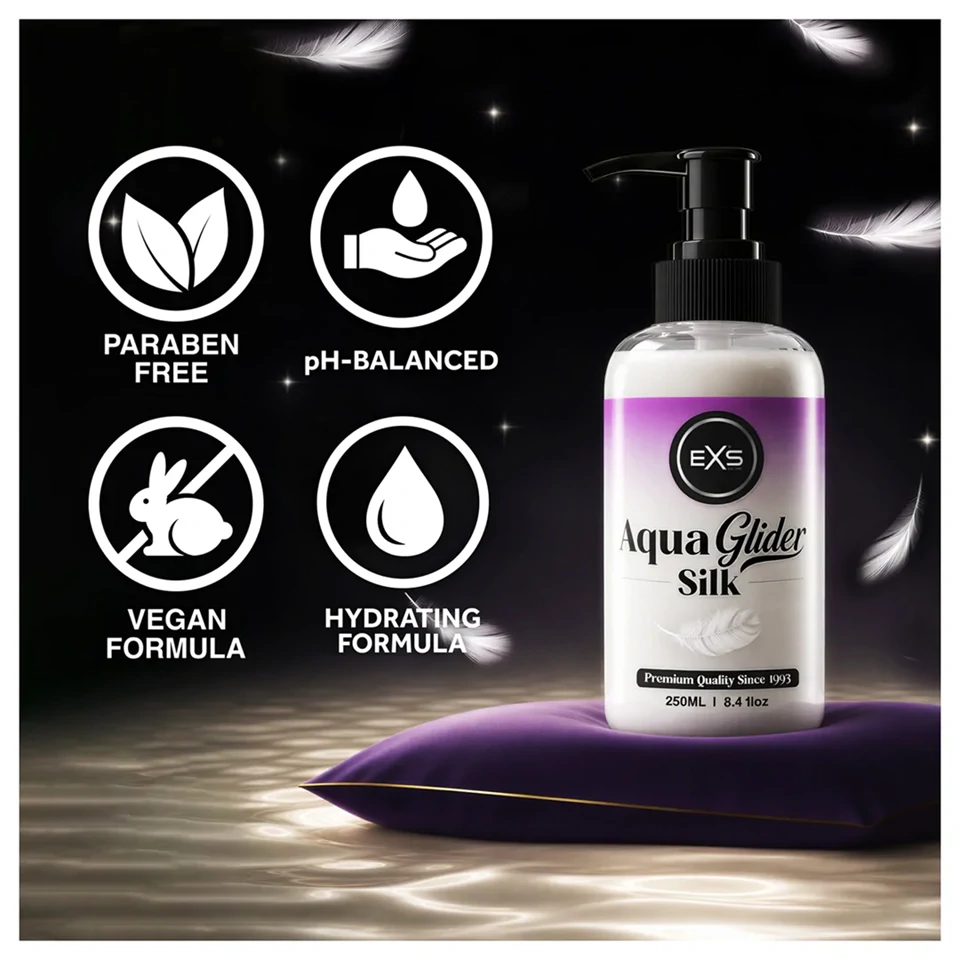 EXS AquaGlider Silk - selymes vízbázisú síkosító pumpás flakonban