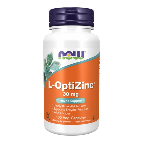 L-OptiZinc 30 mg - 100 vegán kapszula - NOW Foods