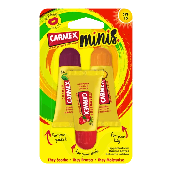 CARMEX Mini Pack (Eper, Cseresznye, Ananász-Menta) - 3x5g