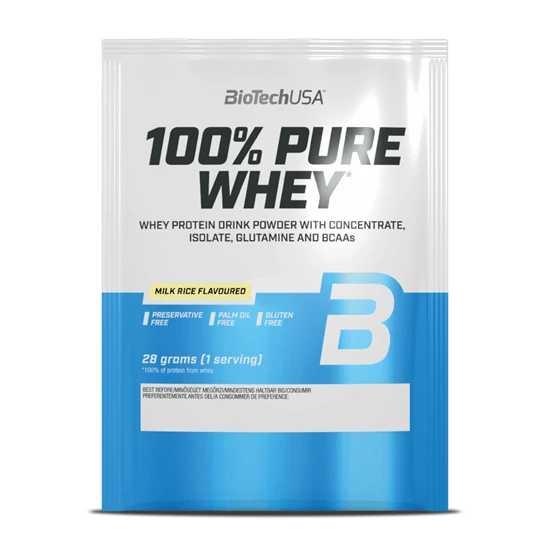 100% Pure Whey tejsavó fehérjepor - tejberizs - 28g - BioTech USA