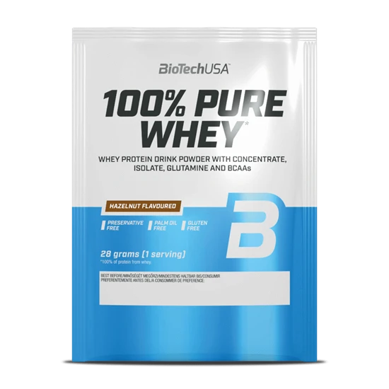100% Pure Whey tejsavó fehérjepor - mogyoró - 28g - BioTech USA