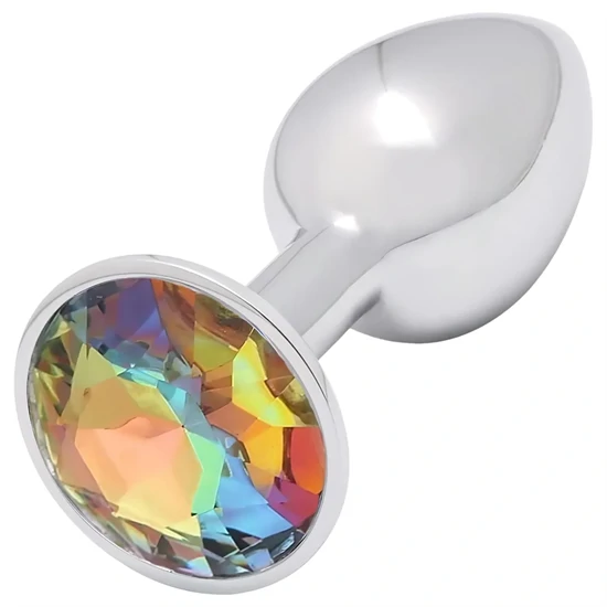 Sunfo - fém anál plug sárga kővel (ezüst)