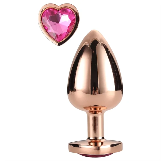Gleaming Love - alumínium plug szív alakú kővel - M (rózsaarany)