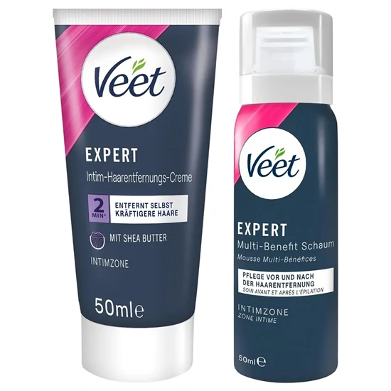 Veet - intim szőrtelenítő krém és hidratáló hab nőknek (50+50ml)