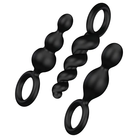 Satisfyer Booty Call - anál plug szett (fekete, 3 részes)