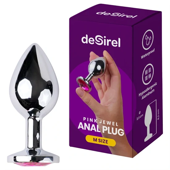Desirel Pink Jewel M - anál plug (ezüst-pink)
