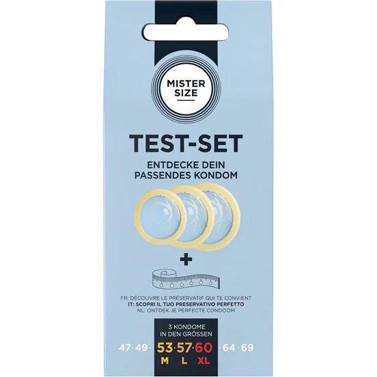 Mister Size Test-Set - óvszer próbacsomag mérőszalaggal (3 db)
