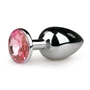 EasyToys Metal No.1 - pink köves kúp anál plug (ezüst, 2,7 cm)